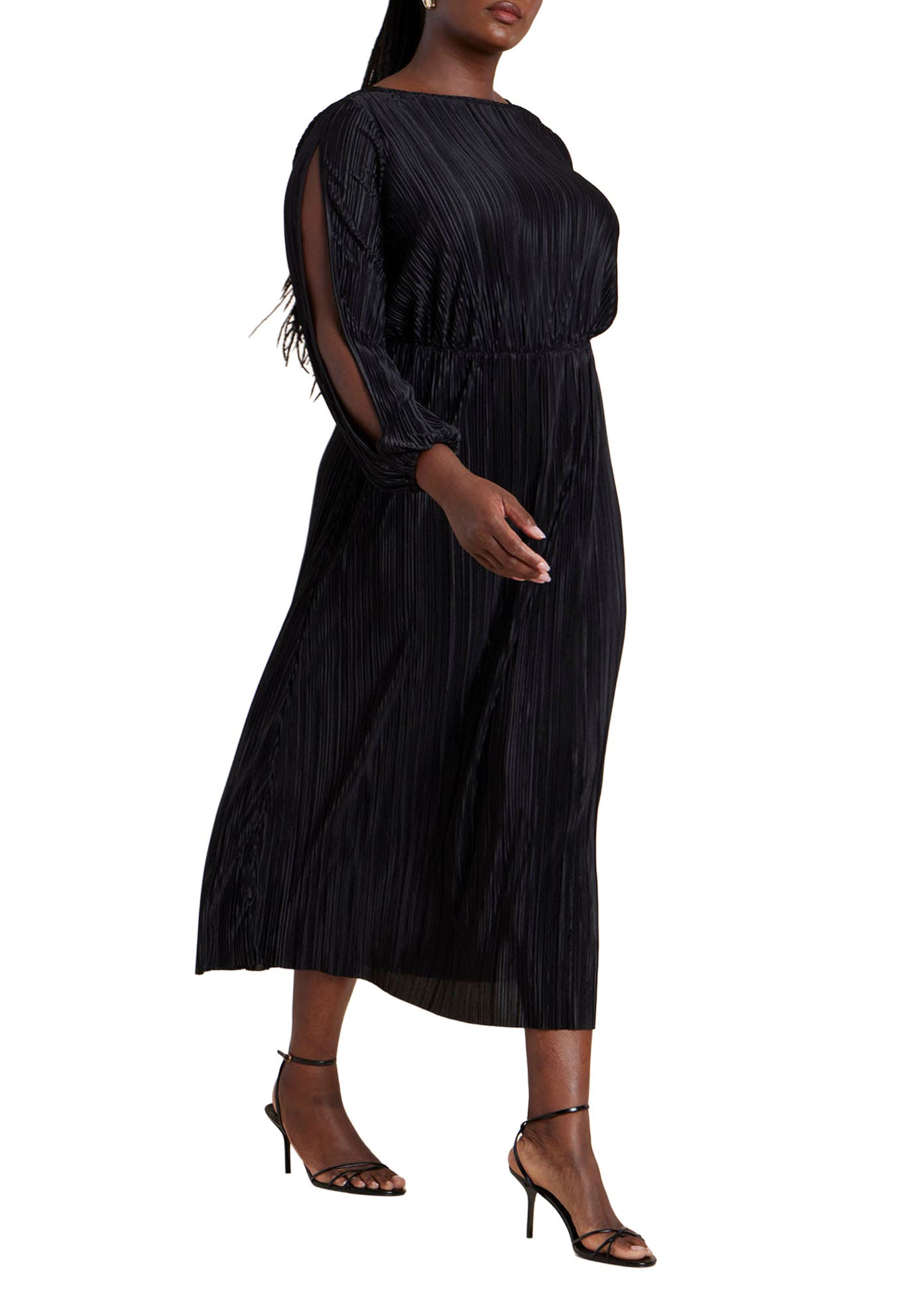 Plisse Open Sleeve Dress
