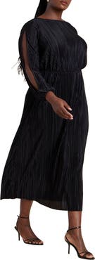 ELOQUII Plisse Open Sleeve Dress
