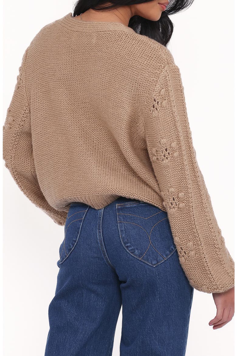 Melody Relaxed Fit Pointelle Cardigan, Alternate, color, MUSHROOM