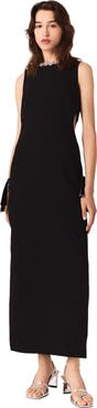 maje Jewel-collar maxi dress