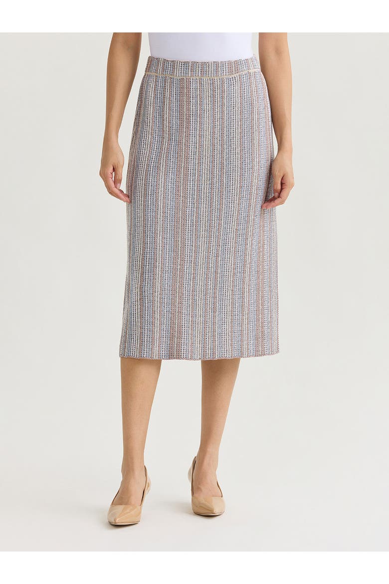 Multi-Color Straight Knit Midi Skirt, Main, color, Biscotti/Powder Blue