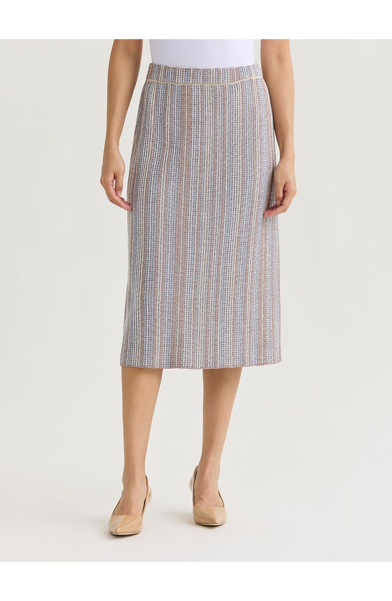 Misook Multi-Color Straight Knit Midi Skirt, Main, color, Biscotti/Powder Blue
