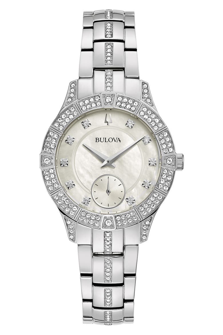 Phantom Crystal Bracelet Watch, 30.5mm, Main, color, SILVER