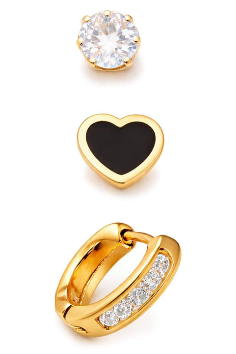 Set of 3 Assorted Earrings, Alternate, color, BLACK