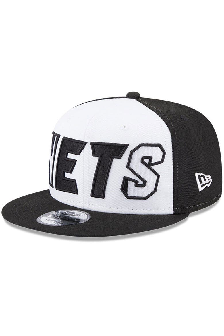 Men's New Era  White/Black Brooklyn Nets Back Half 9FIFTY Snapback Hat, Alternate, color, White