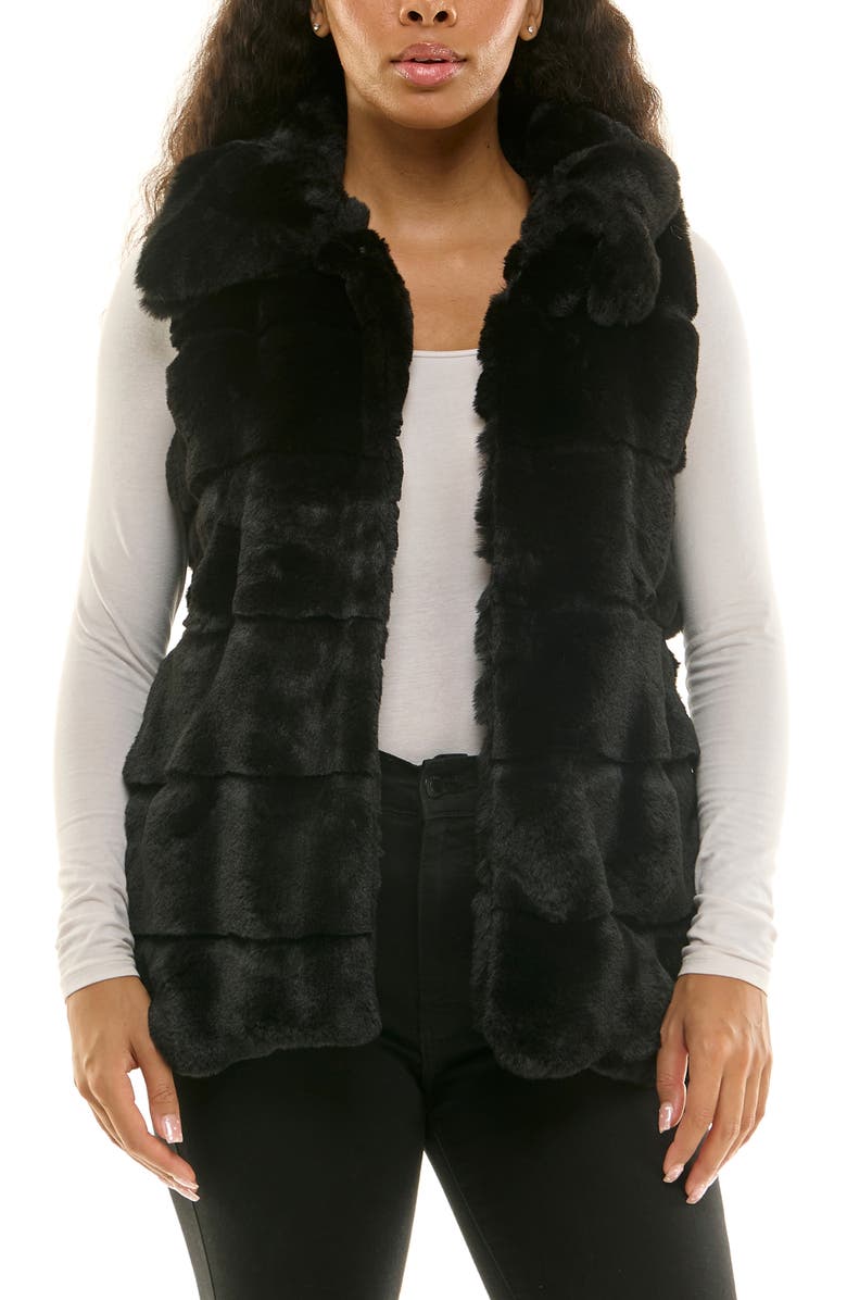 Nina Leonard Faux Fur Vest, Alternate, color, Black