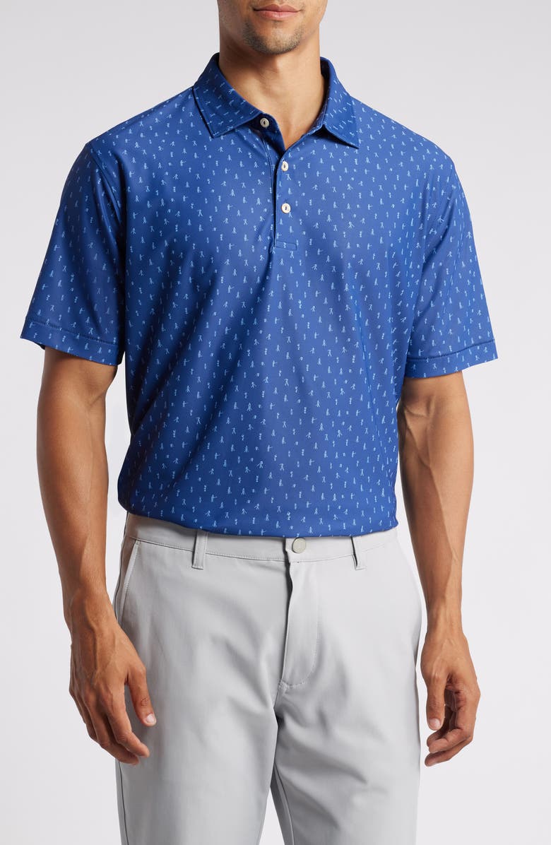 Peter Millar Fairway Par-Tee Golfer Print Performance Mesh Polo, Main, color,