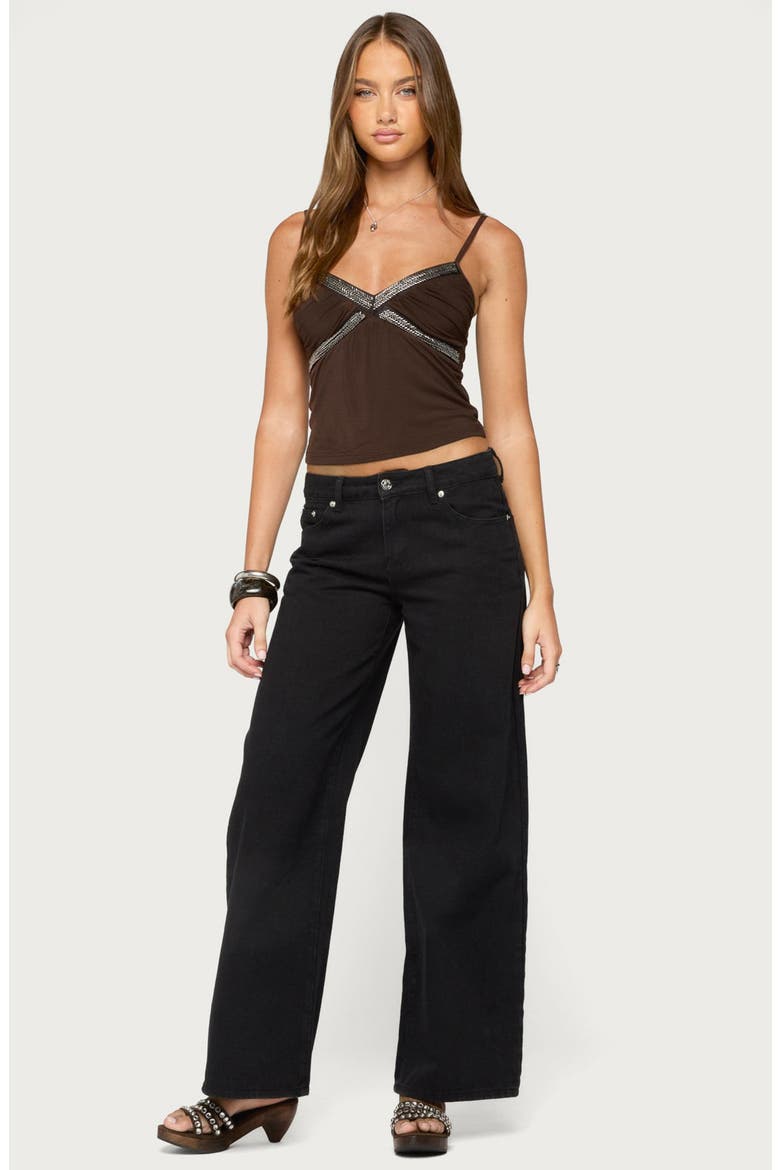 Aika Beaded Ruched Tank Top, Alternate, color, BROWN