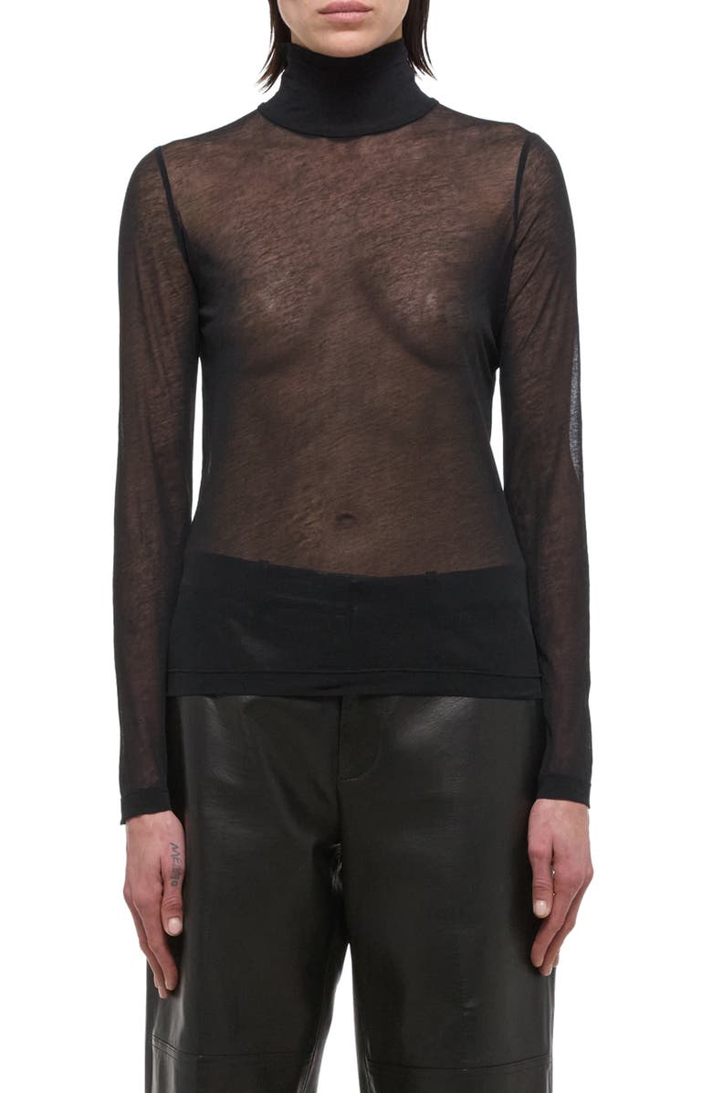 Helmut Lang Two Way Sheer Turtleneck Top, Main, color,