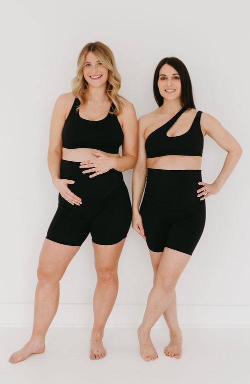 Axk Athletic Maternity Bike Shorts With Supportive Belly Band In Black