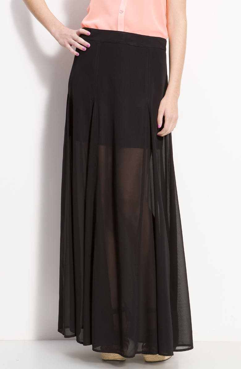 Frenchi <sup>®</sup> Half Sheer Chiffon Maxi Skirt, Main, color,