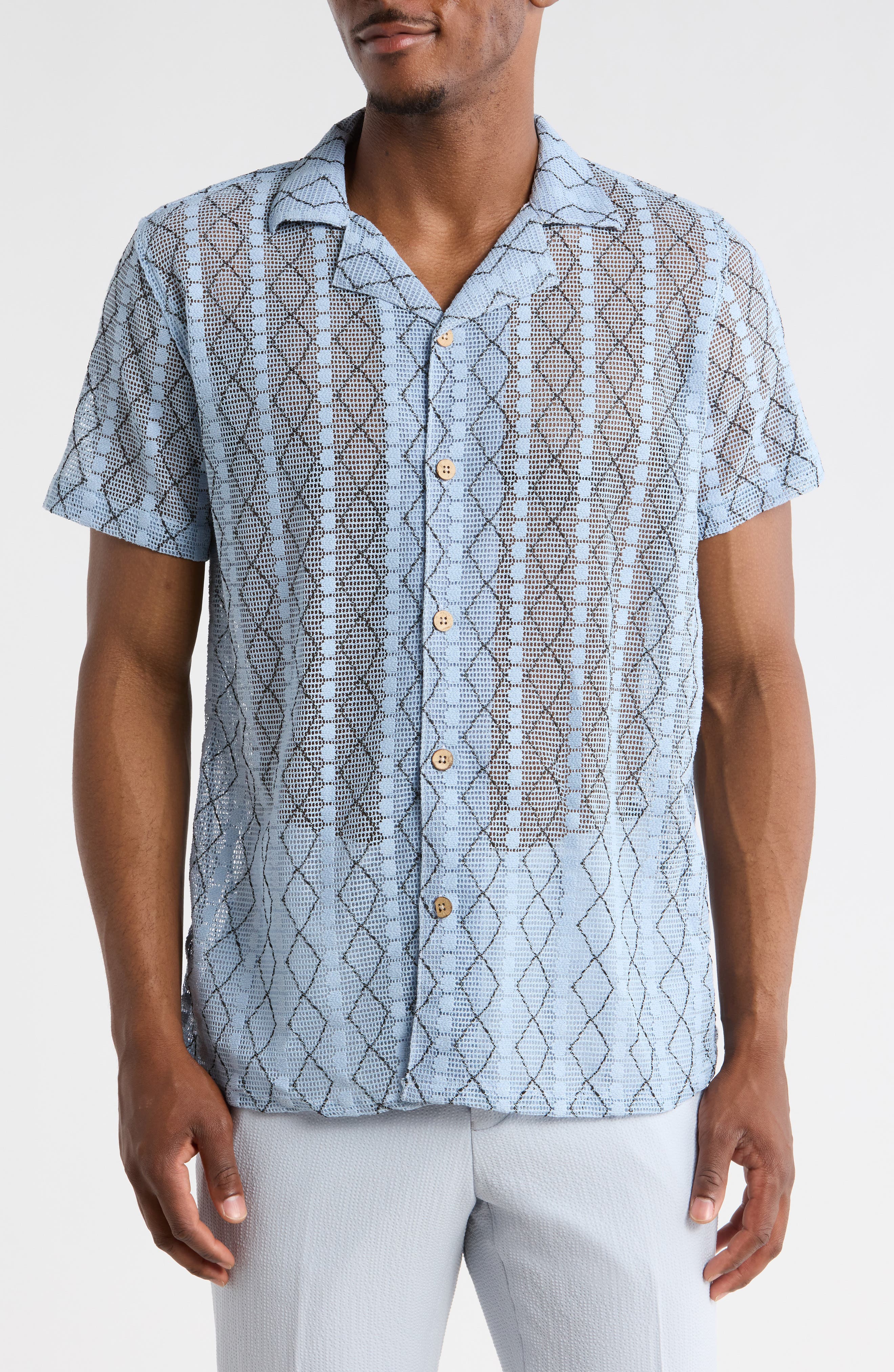 T.R. PREMIUM Modern Fit Textured Camp Shirt