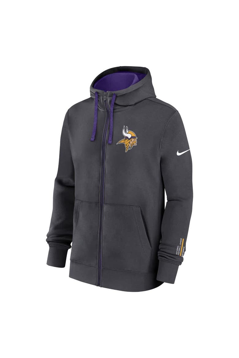 Men's Nike Anthracite Minnesota Vikings Primetime Club Full-Zip