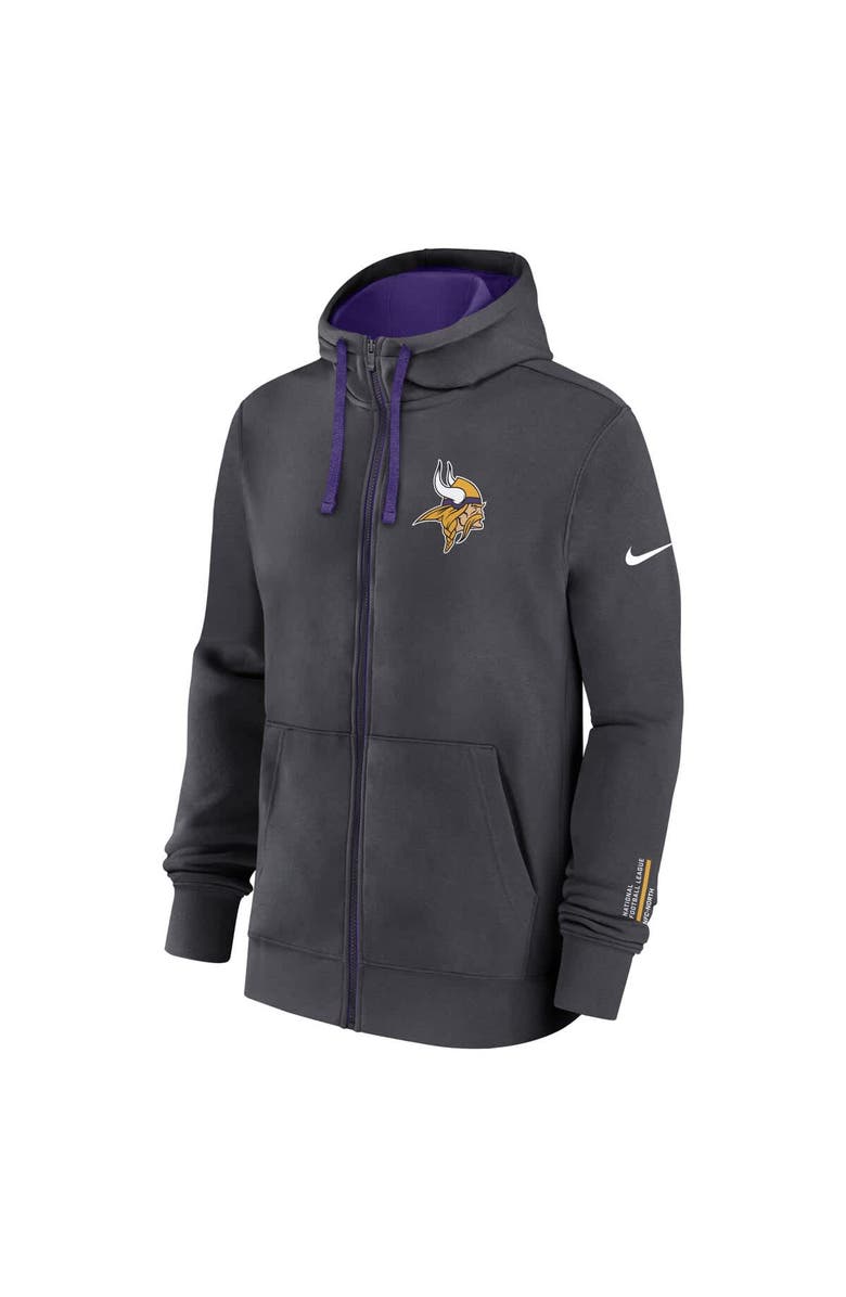 Nike Men's Nike Anthracite Minnesota Vikings Primetime Club Full-Zip Hoodie, Alternate, color, Anthracite