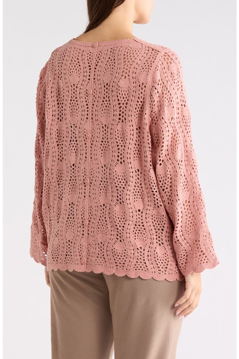 Long Sleeve Pointelle Sweater, Alternate, color, MELLOW ROSE
