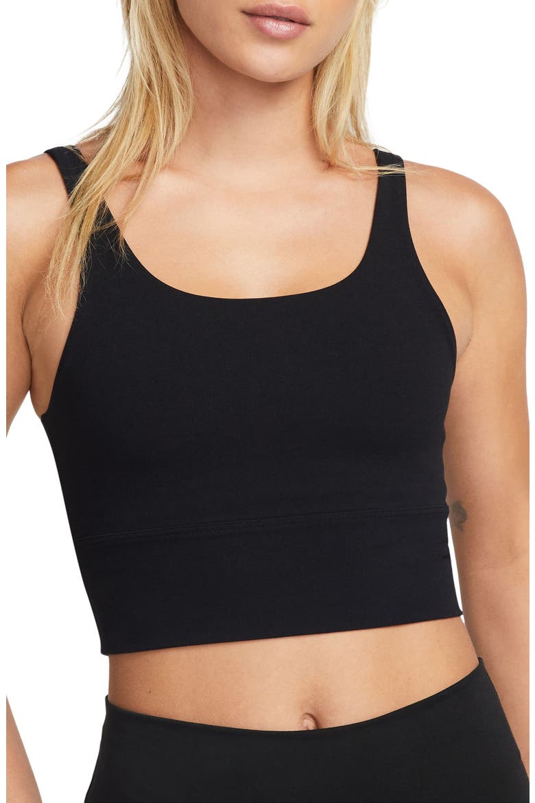 Alate Solo Dri-FIT Longline Sports Bra, Main, color, BLACK/ IRON GREY