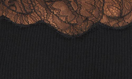 Lafayette 148 New York Lace Trim Wool Sweater In Black