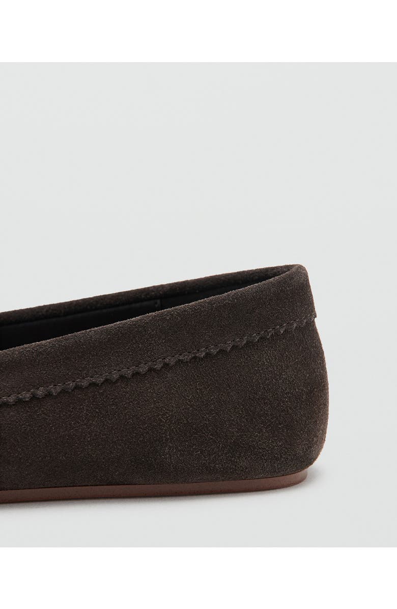 MANGO Suede Bow Loafer, Alternate, color, Chocolate