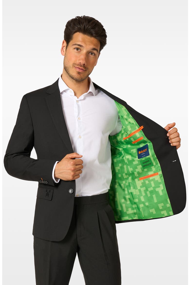 x Minecraft Daily Slim Fit Black Suit Jacket, Alternate, color, BLACK