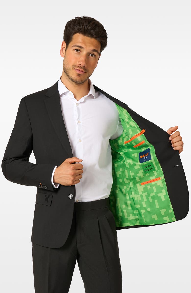OppoSuits x Minecraft Daily Slim Fit Black Suit Jacket, Alternate, color, Black