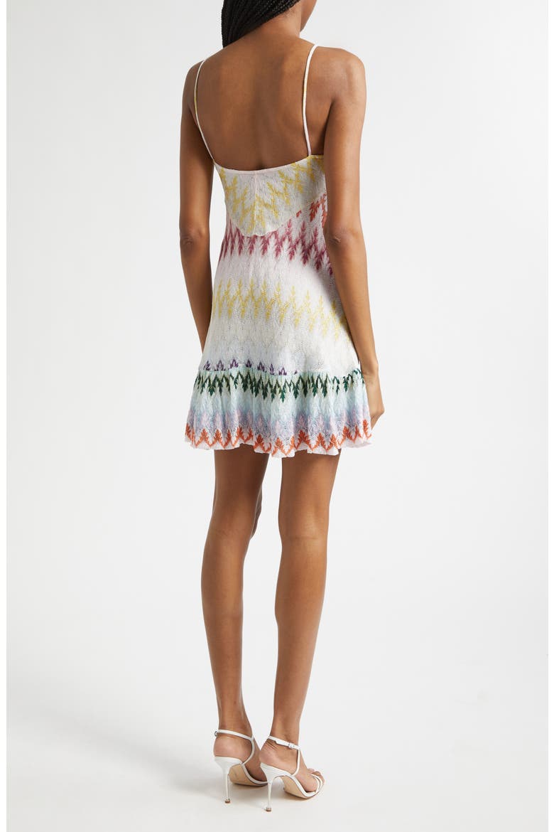 Metallic Zigzag Raschel Knit Minidress, Alternate, color, MULTICOLOR ON WHITE BASE