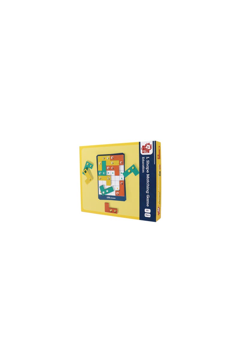 Wooden L-Shaped Geometric Matching Game, Alternate, color, Orange