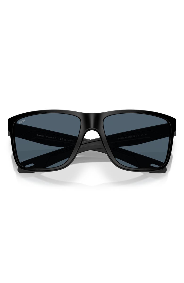 Costa Del Mar Broadbill II 58mm Polarized Rectangular Sunglasses, Alternate, color, Matte Black/ Gray 580P