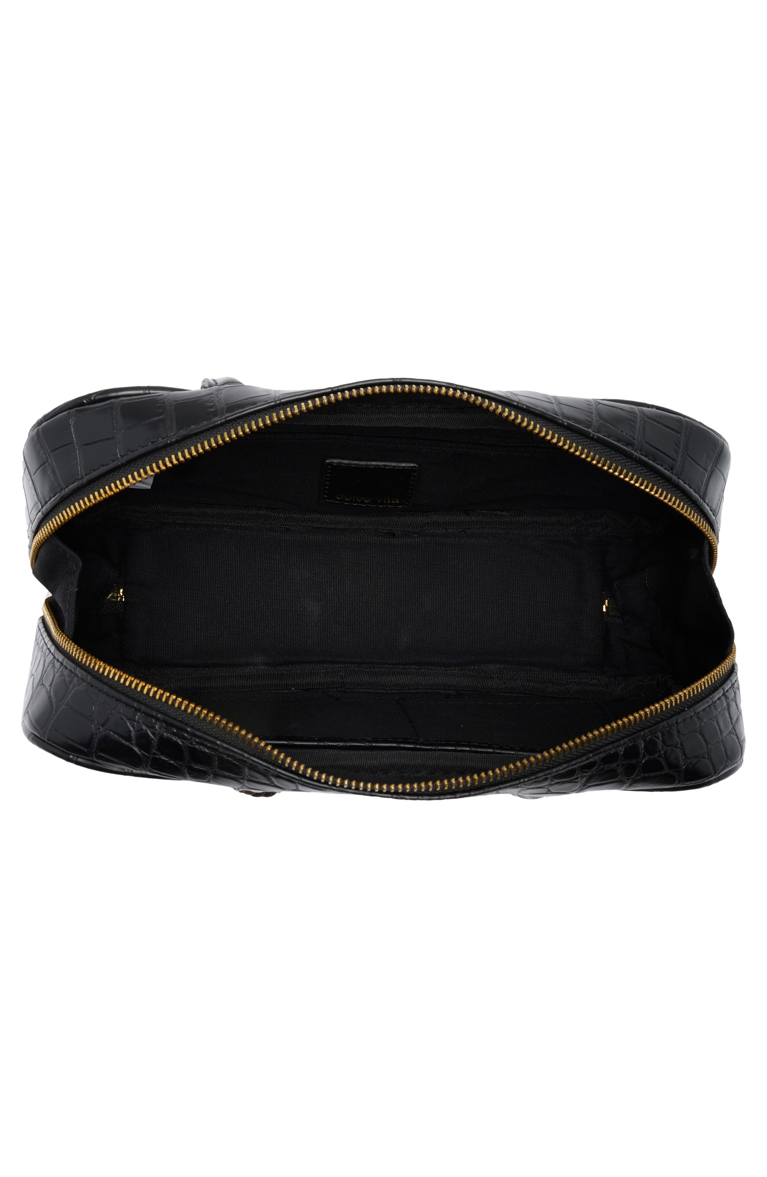 Dolce Vita Flyn Croc Embossed East/West Handbag, Alternate, color, Black