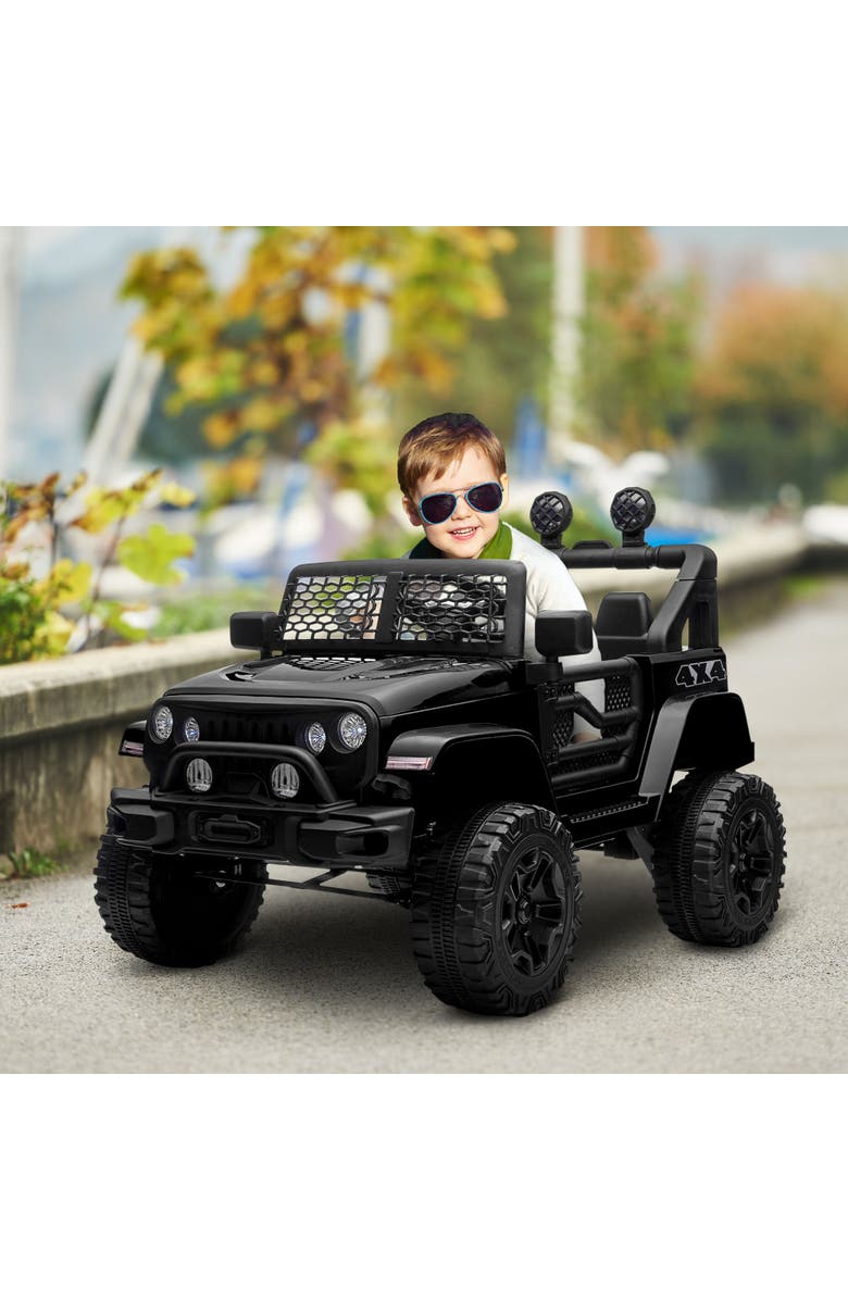 Aosom 12V Kids Off Road Ride On Truck with Remote Control, Adjustable Speed, Alternate, color, Black