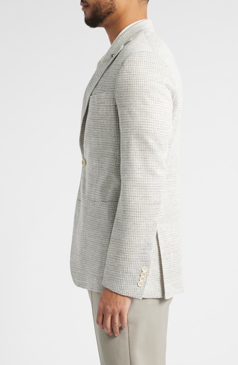 Jack Victor Hampton Houndstooth Knit Linen Blend Sport Coat, Alternate, color, Tan