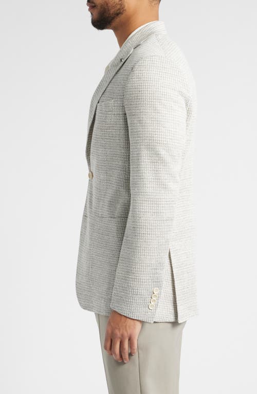 Jack Victor Hampton Houndstooth Knit Linen Blend Sport Coaf In Tan
