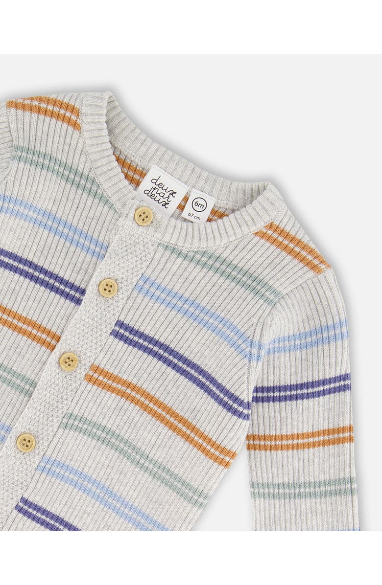 Deux par Deux Baby Boy's Knitted Jumpsuit Stripe Hazel And Blue, Alternate, color,