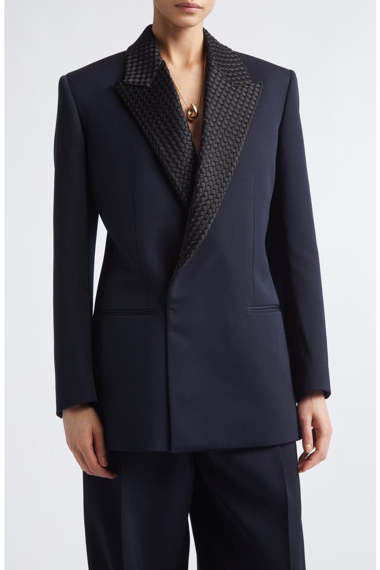 Intrecciato Lapel Blazer, Main, color, 4071 MIDNIGHT BLUE