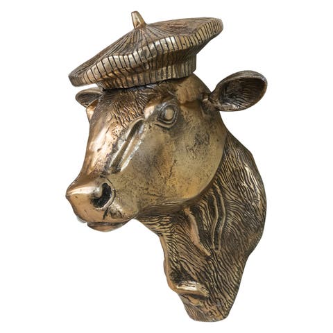 Cow Head with Beret Wall Décor