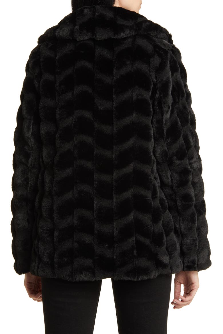 Grooved Herringbone Faux Fur Jacket, Alternate, color, BLACK