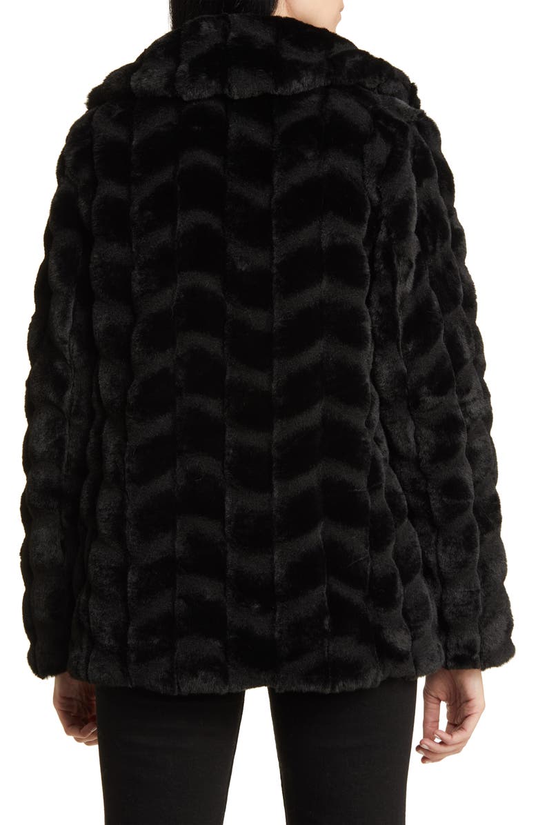 Via Spiga Grooved Herringbone Faux Fur Jacket, Alternate, color,