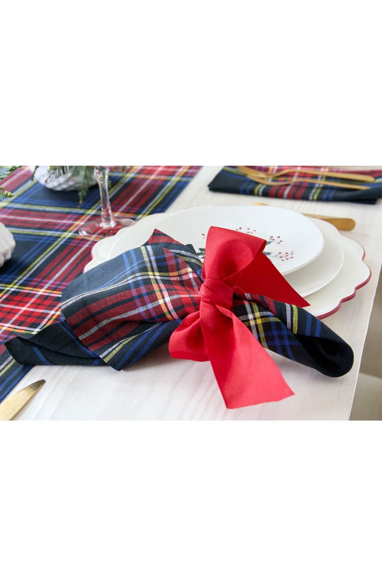 Solino Home Linen Dinner Napkins - Stewart Plaid, 20" x 20", Alternate, color, Black