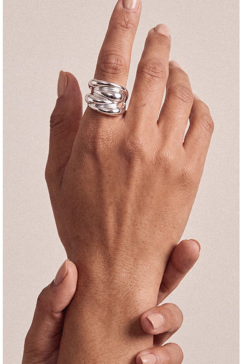 Cluster Dome Ring, Alternate, color, SILVER