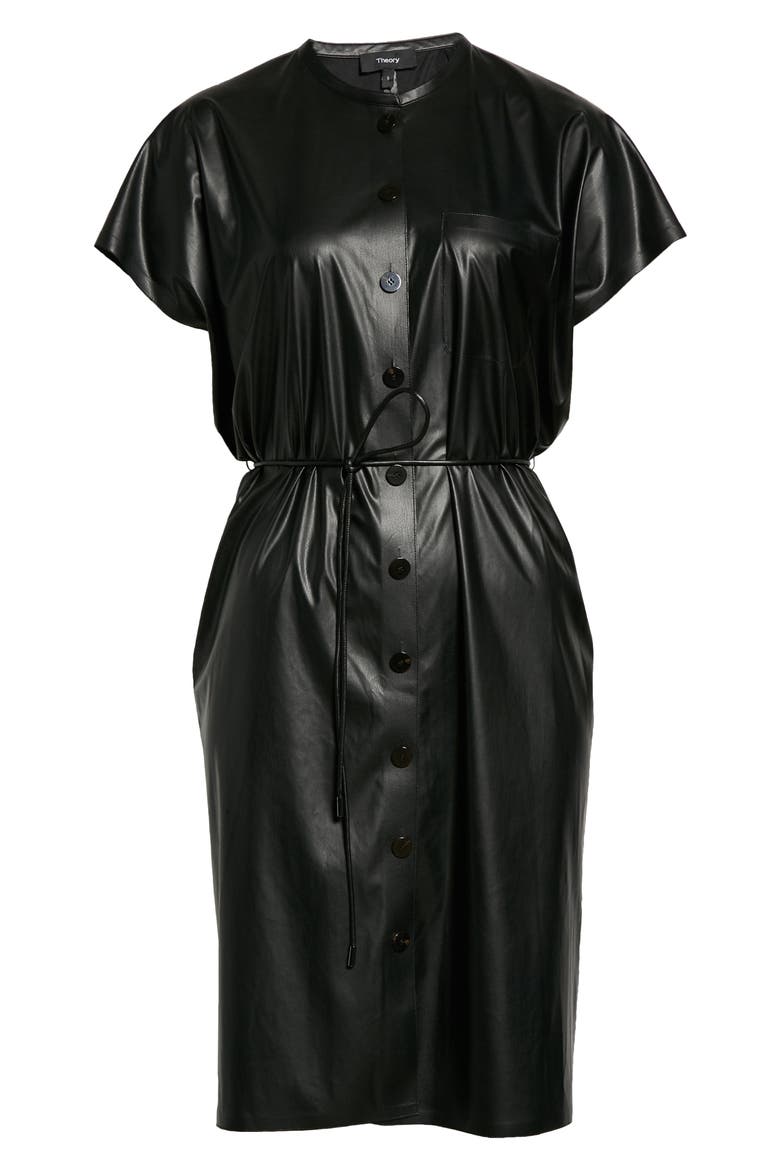 B. Pap Triangle Faux Leather Dress, Alternate, color, BLACK