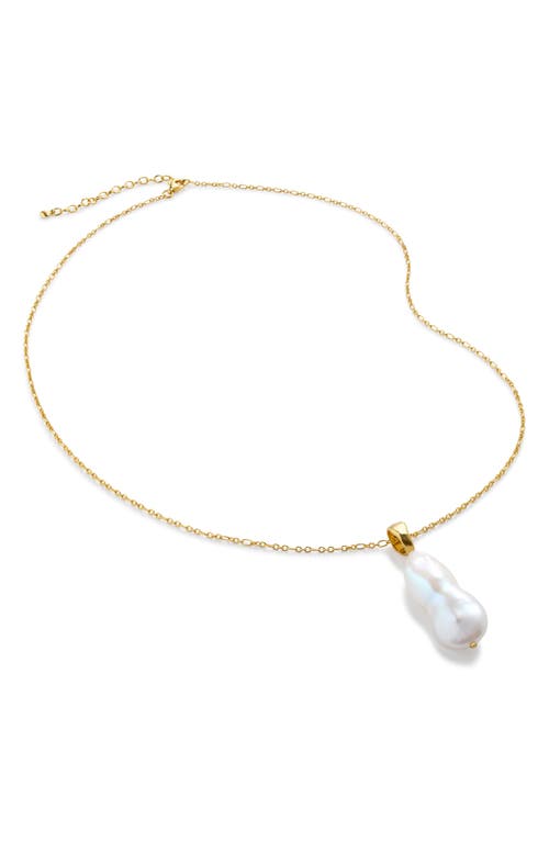 Monica Vinader Capri Teardrop Cultured Pearl Pendant Charm In 18k Gold Vermeil