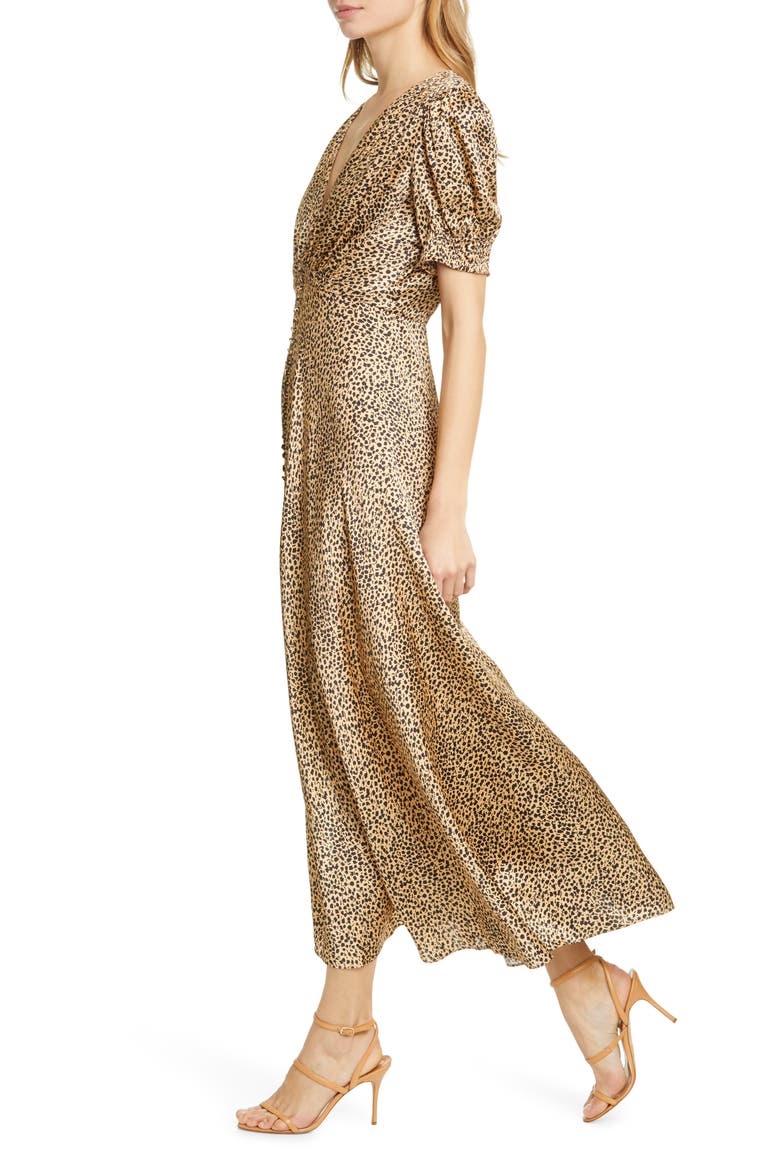 Lea Print Silk Maxi Dress, Alternate, color, CAMO LEOPARD