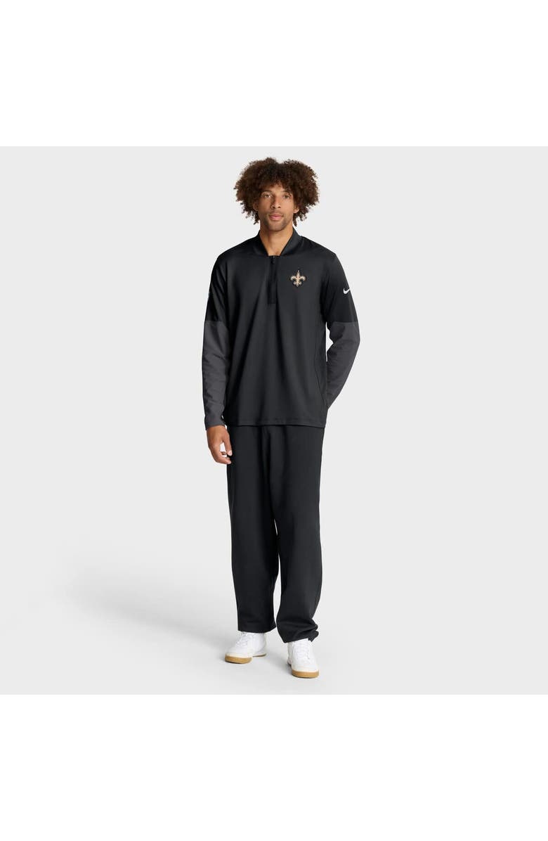 Nike Men's Nike Black New Orleans Saints Sideline Feel The Pressure Performance Half-Zip Pullover, Alternate, color, Black