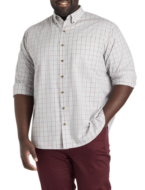 Harbor Bay By Dxl Big & Tall Easy-care Medium Plaid Sport Shirt In Gray