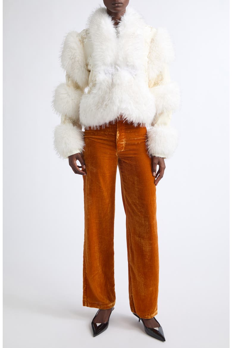 Silvia Silk Blend Velvet Trousers, Alternate, color, BURNT ORANGE