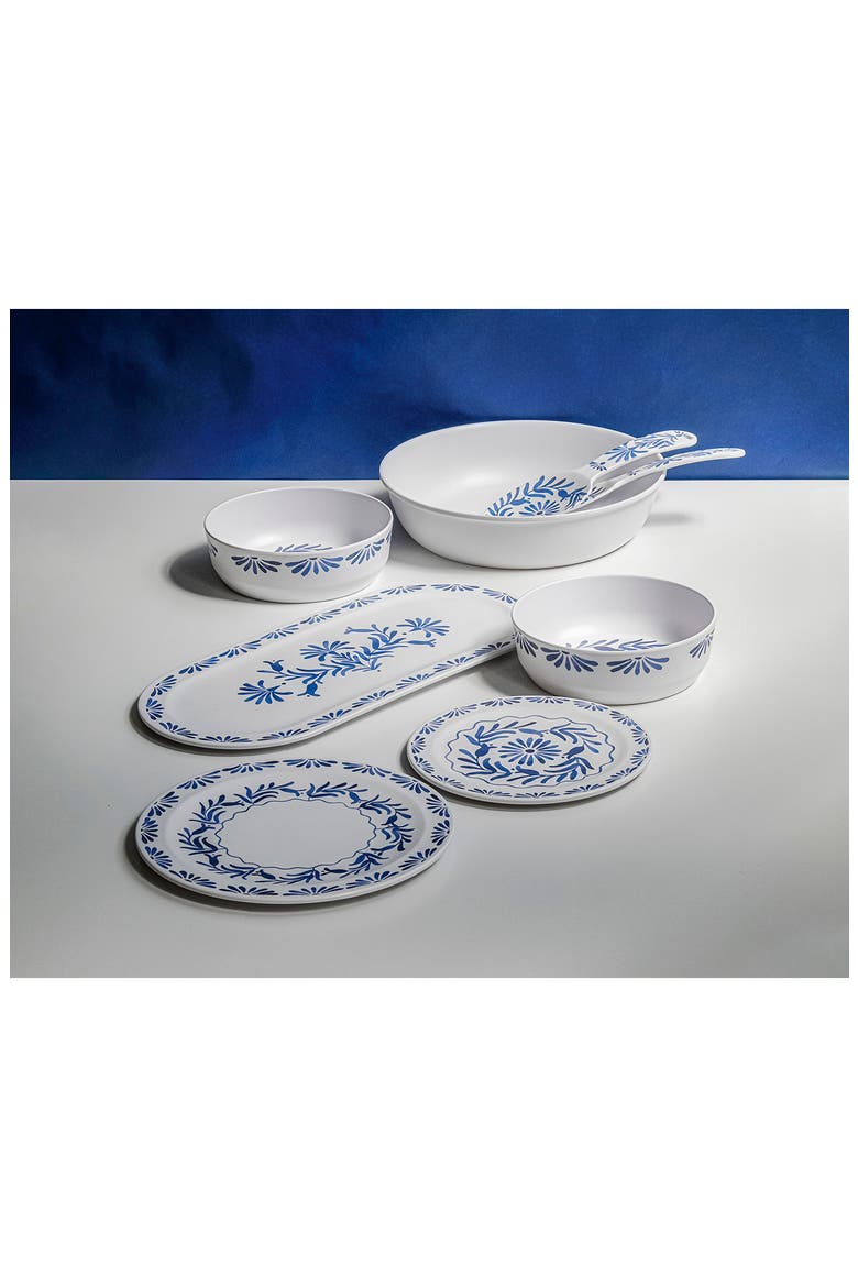 Set of Six Azul Melamine Plates, Alternate, color, BLUE