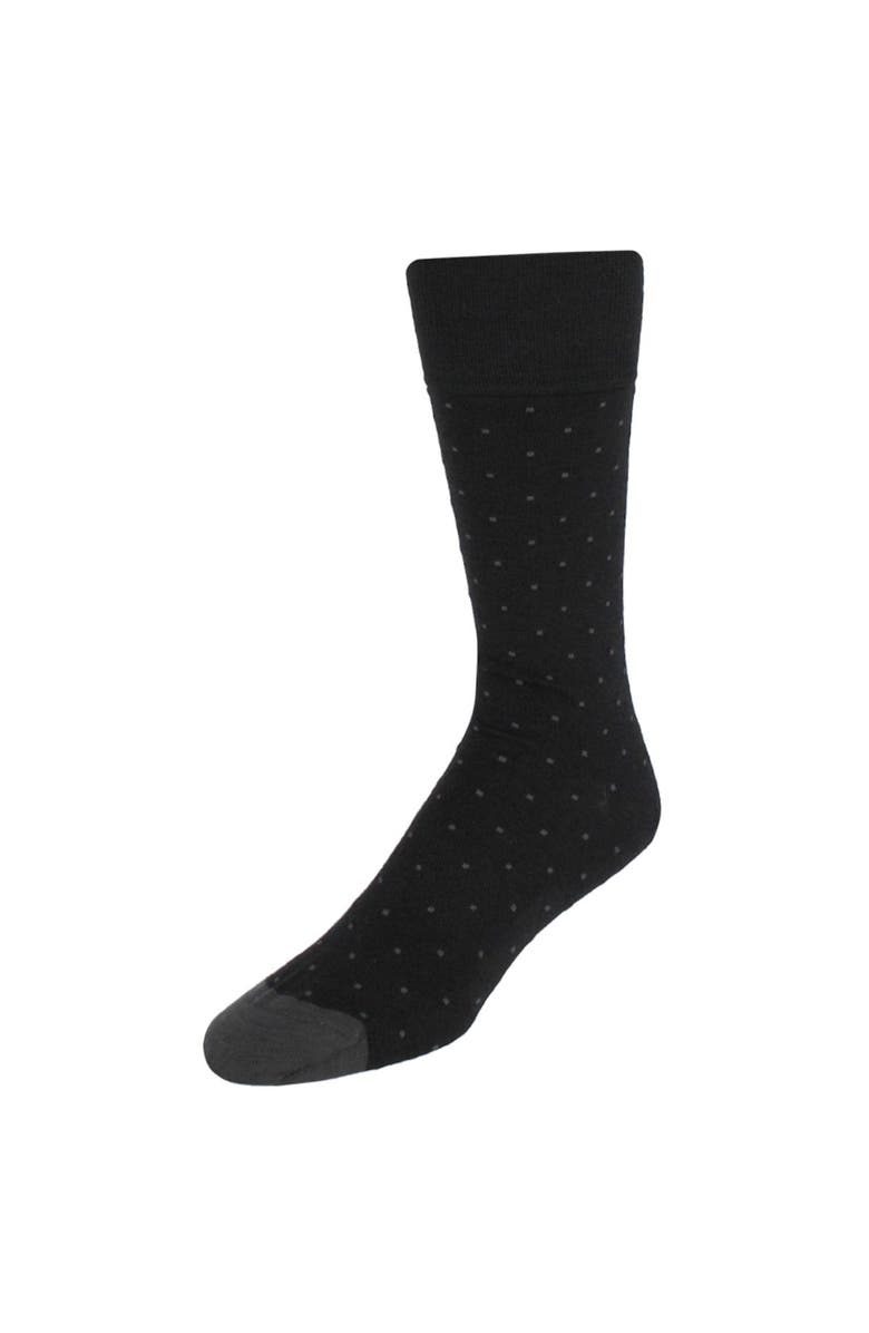 Trafalgar Croix Polka Dot Patterned Mid-Calf Merino Wool Socks, Main, color, Black With Charcoal Dots