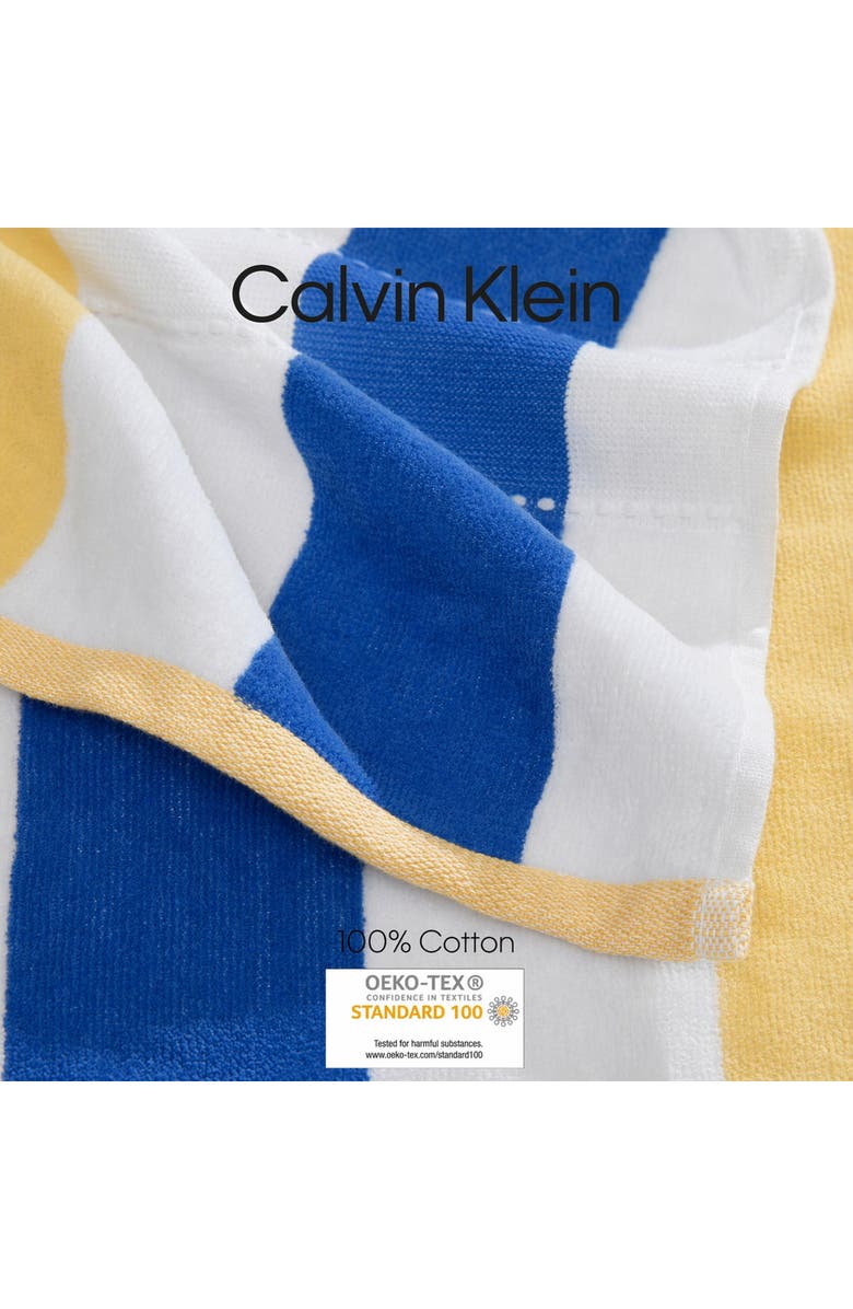Calvin Klein Pop Color Stripe Beach Towel, Alternate, color, Blue/Yellow