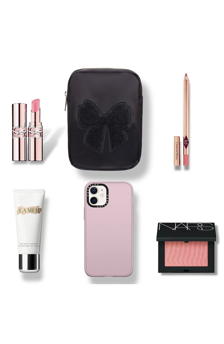 Bloc Bags Mini Bow Cosmetics Bag, Alternate, color, Black/Black