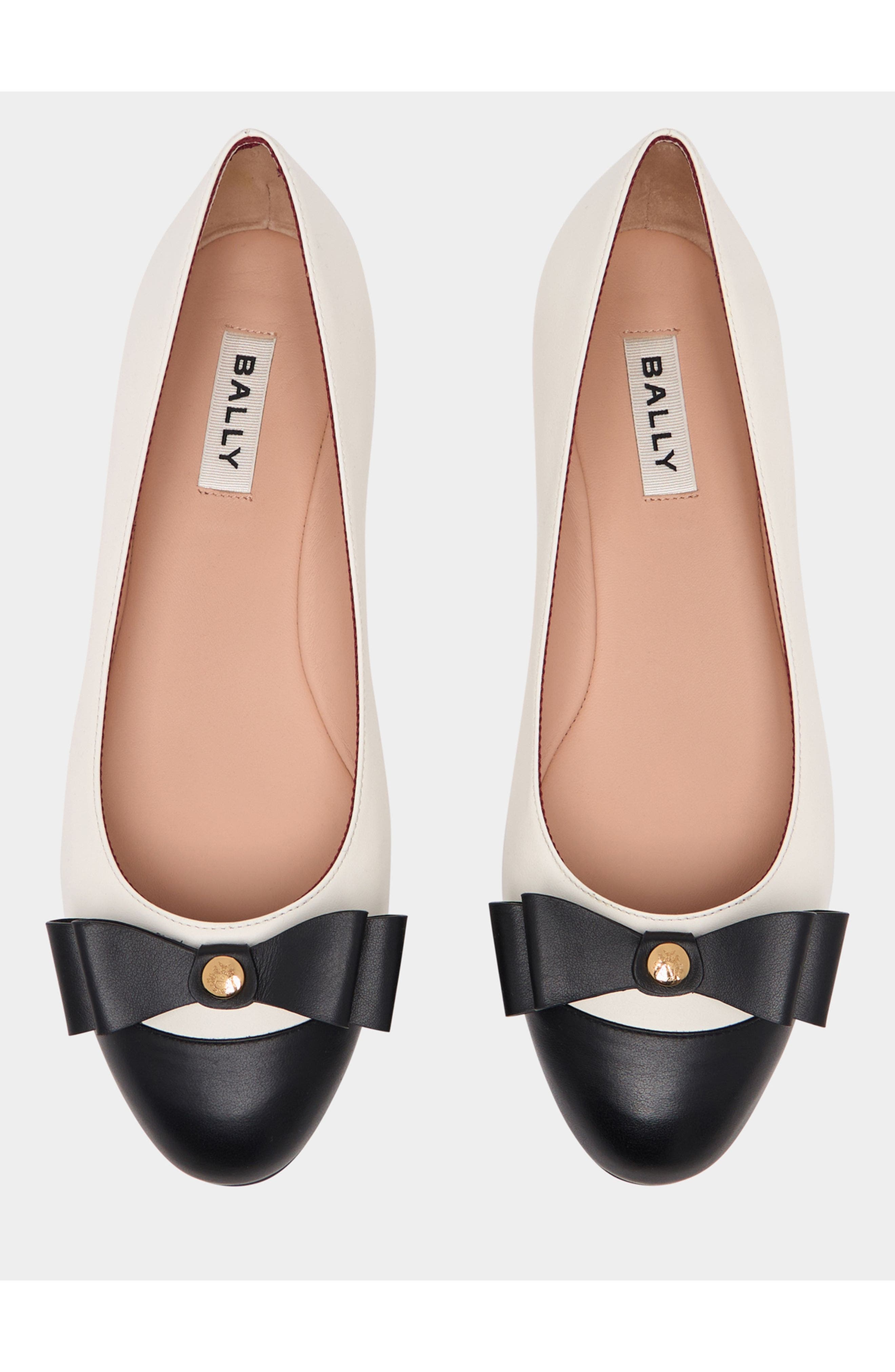 Bally Ysla Ballet Flat in Leather, Alternate, color, White