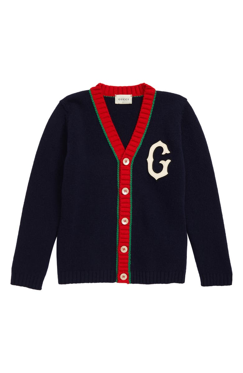 Gucci Wool Varsity Cardigan, Main, color,